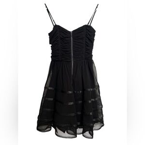 Betsey Johnson Black Ruched Babydoll Mini Dress
